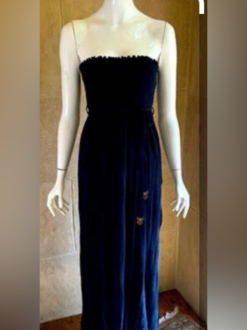 Juicy Couture Navy strapless Maxi Dress with Smocked Bodice and belt